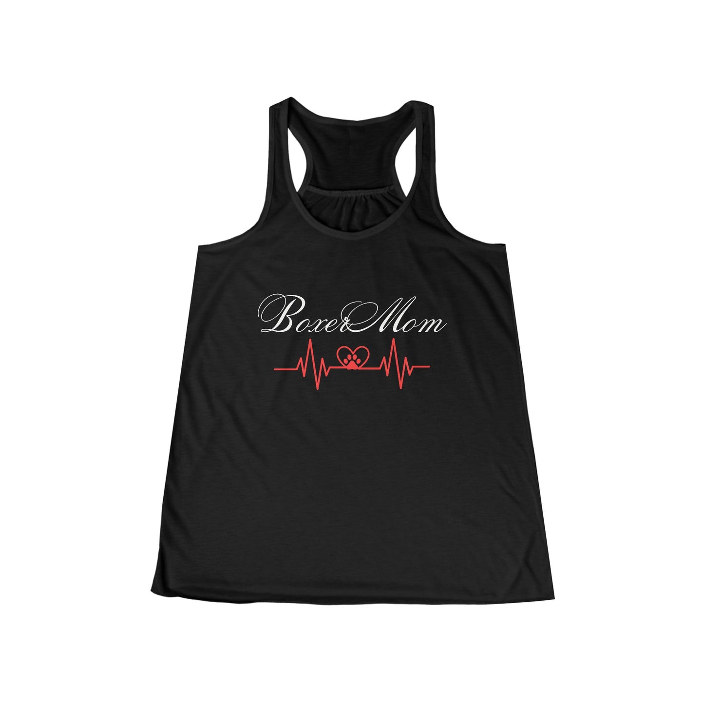 Boxer Mom Heartbeat with paw-Women's Flowy Racerback Tank