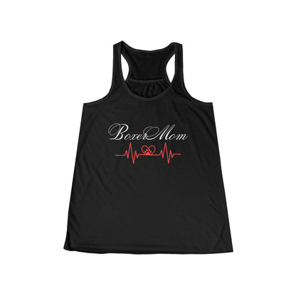 Boxer Mom Heartbeat with paw-Women's Flowy Racerback Tank