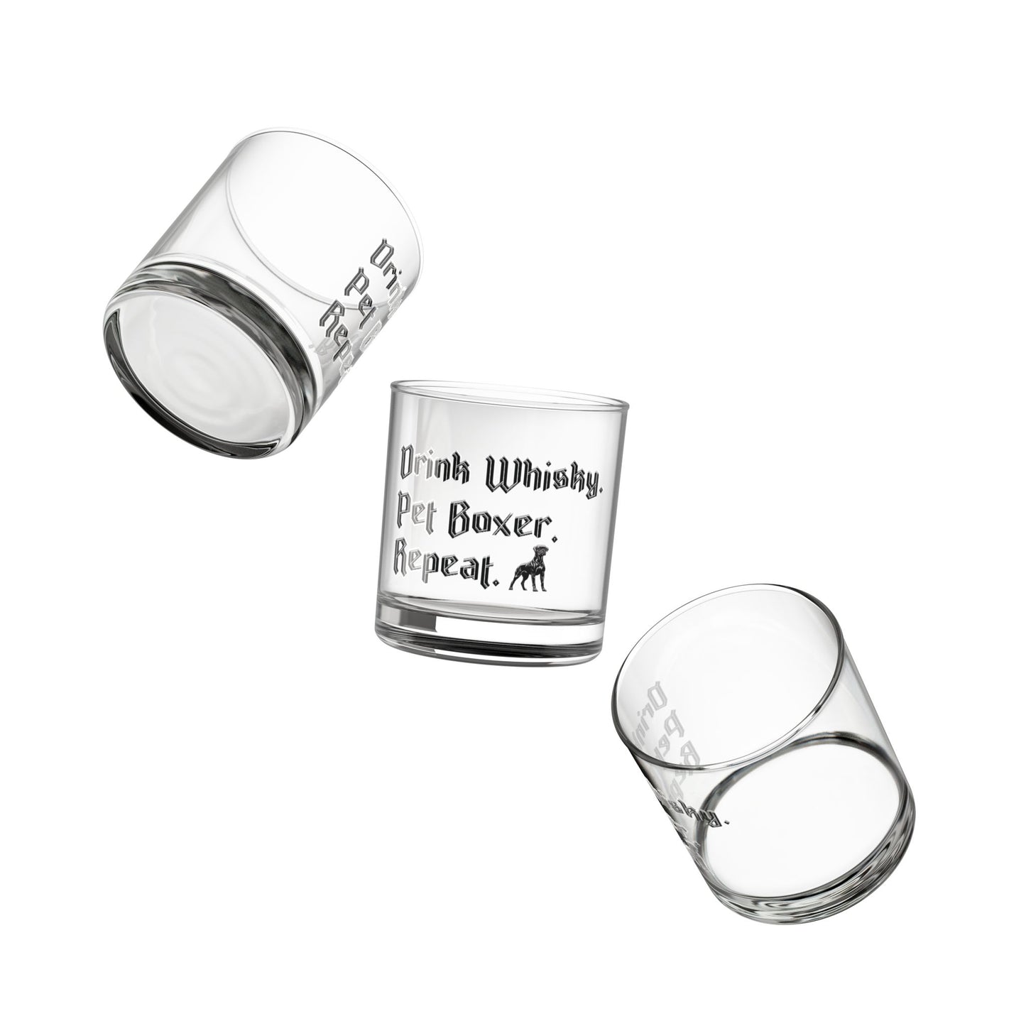 Drink Whisky Pet Boxer Repeat- Boxer Dog Rocks Glass
