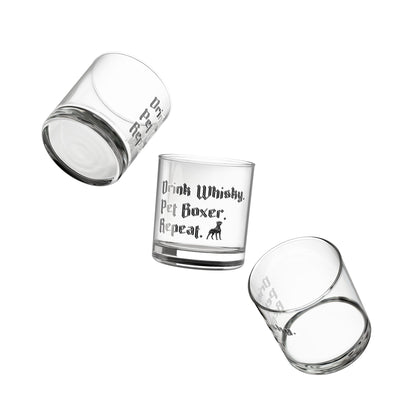 Drink Whisky Pet Boxer Repeat- Boxer Dog Rocks Glass
