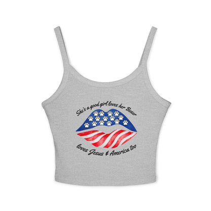 She's A Good Girl, Loves Her Boxer Patriotic Lips - Boxer Dog Tank Top