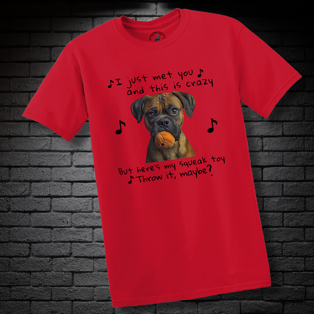 I just met you and this is crazy. But here’s my squeak toy. Throw it maybe? – Boxer Dog Classic Shirt