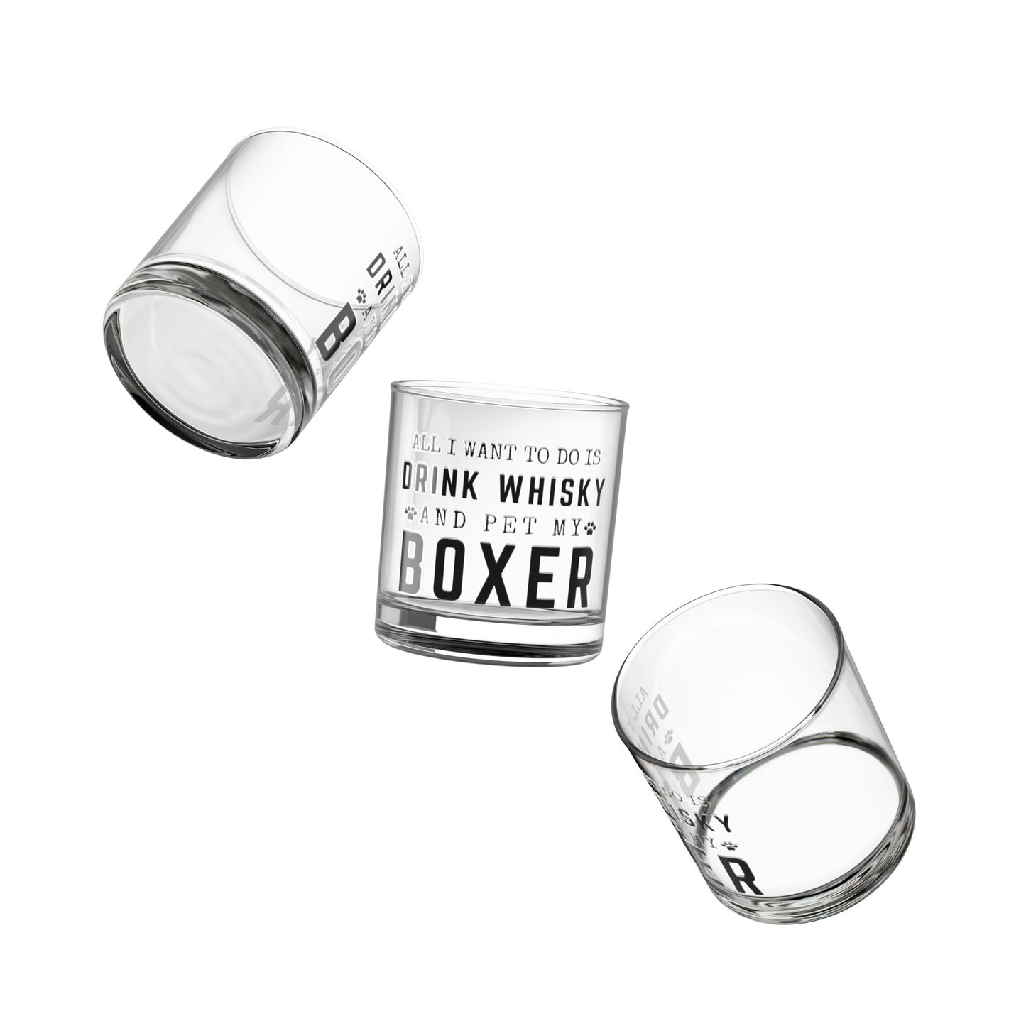 All Want To Do Is Drink Whisky And Pet My Boxer - Boxer Dog Rocks Glass