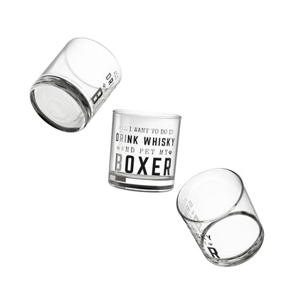 All Want To Do Is Drink Whisky And Pet My Boxer - Boxer Dog Rocks Glass