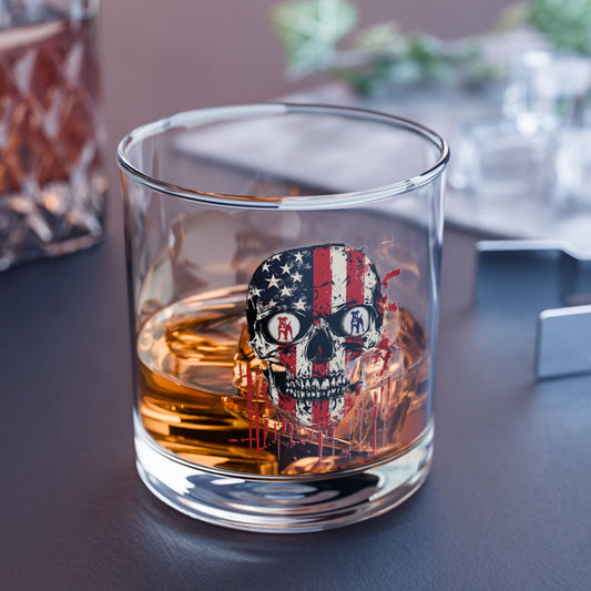 Boxer Skull Flag Rocks Glass – Patriotic Boxer Dog Whiskey Glass, Boxer Nation Barware, USA Skull Boxer Gift for Men & Women
