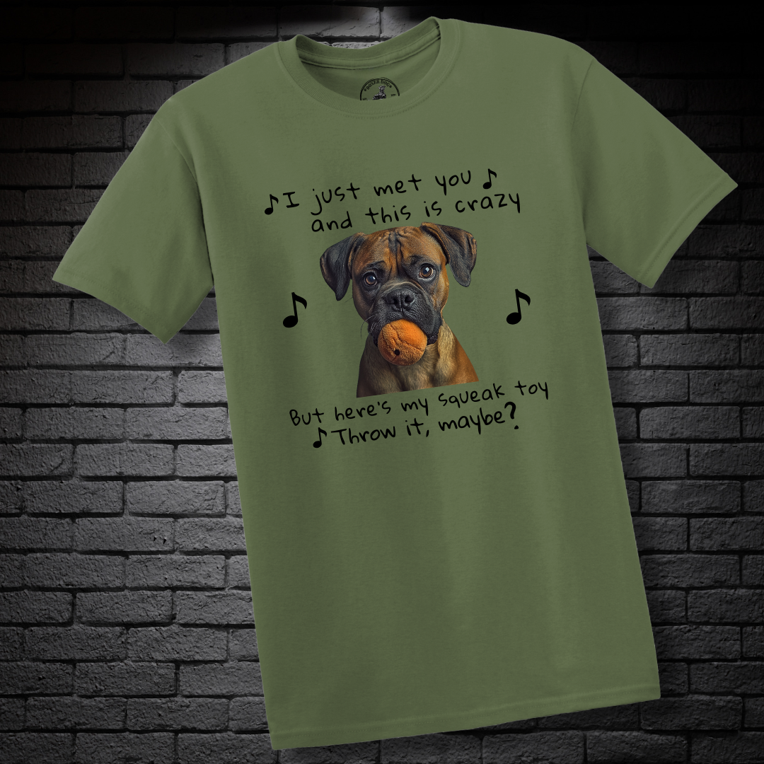 I just met you and this is crazy. But here’s my squeak toy. Throw it maybe? – Boxer Dog Classic Shirt
