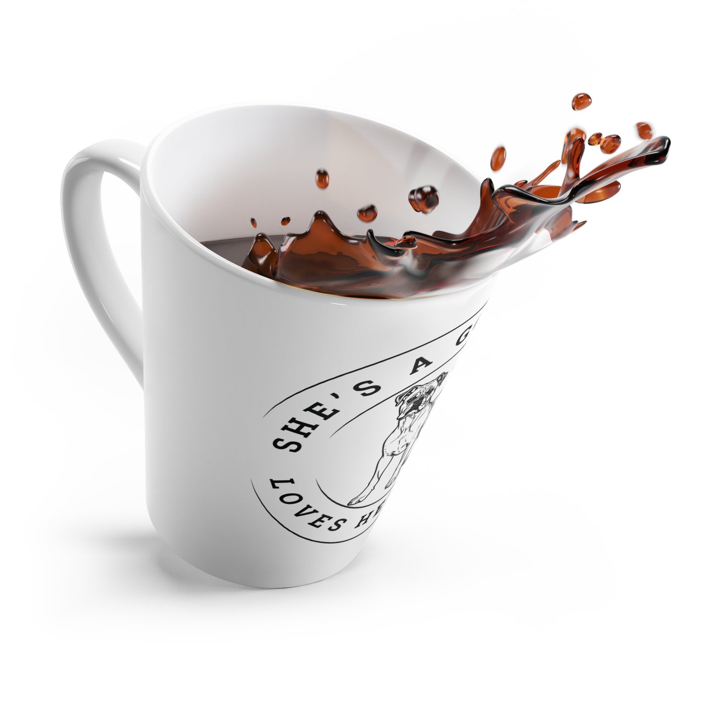 She’s a Good Girl, Loves Her Boxer Badge - Boxer Dog Latte Mug