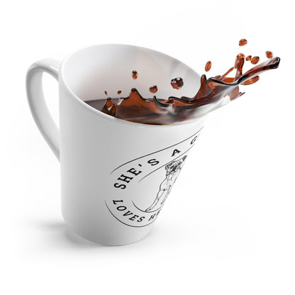She’s a Good Girl, Loves Her Boxer Badge - Boxer Dog Latte Mug