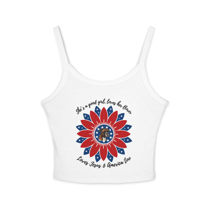 She's A Good Girl, Loves Her Boxer Patriotic Flower - Boxer Dog Tank Top