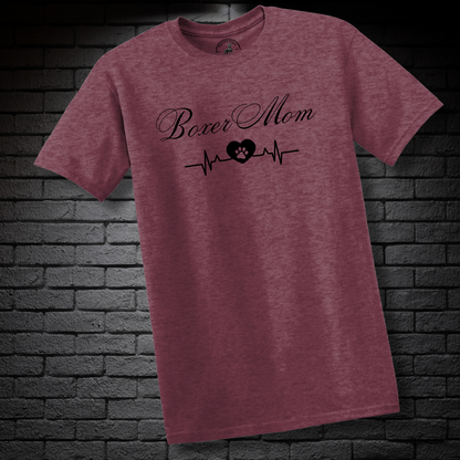 Boxer Mom Heartbeat w/ Paw- Boxer Dog Classic Shirt