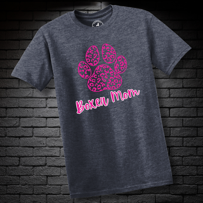 Boxer Mom (featuring a Pink cheetah paw) – Boxer Dog Classic Shirt