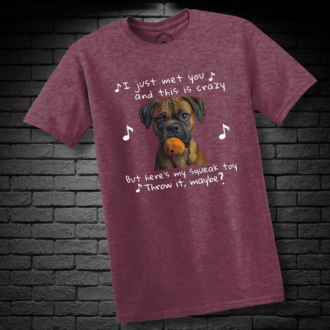 I just met you and this is crazy. But here’s my squeak toy. Throw it maybe? – Boxer Dog Classic Shirt