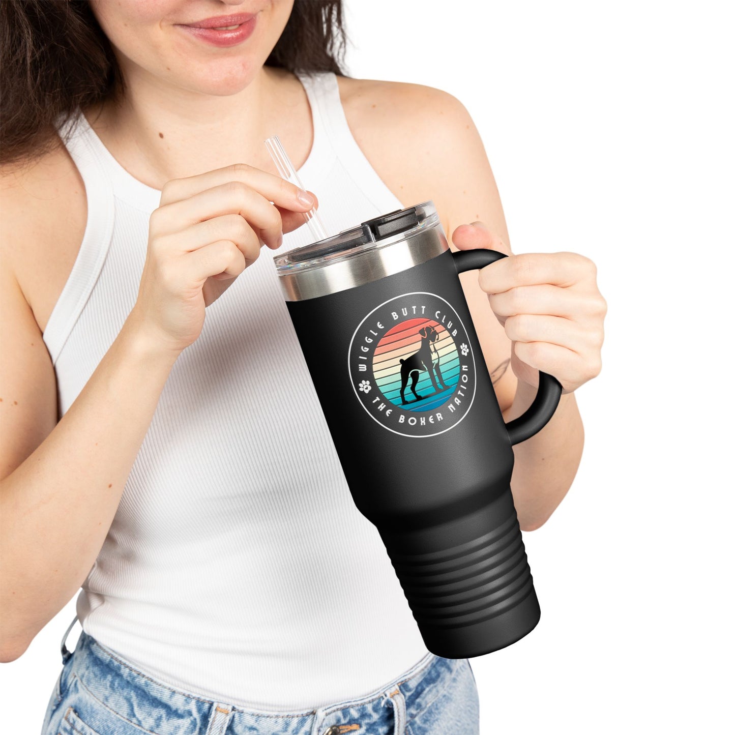Wiggle Butt Club - Boxer Dog Insulated Travel Tumbler, 40oz