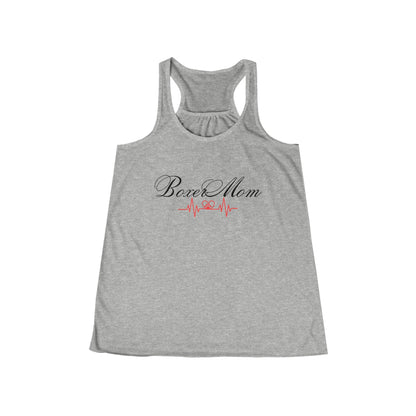 Boxer Mom Heartbeat with paw-Women's Flowy Racerback Tank