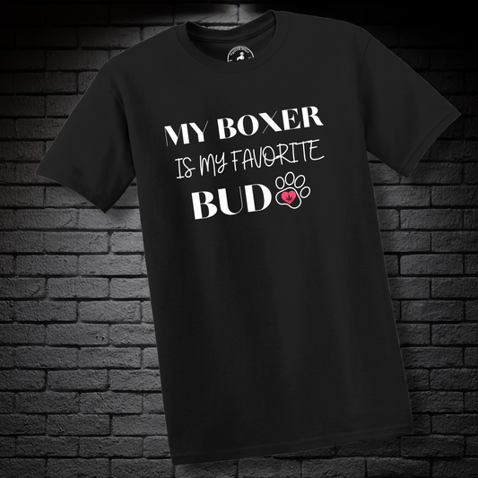 My Boxer Is My Favorite Bud (Heart in Paw)- Boxer Dog Classic Shirt