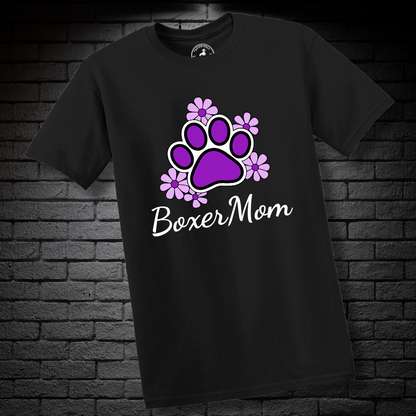 Boxer Mom (featuring Purple flowers and paw) – Boxer Dog Classic Shirt