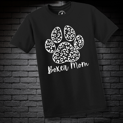 Boxer Mom (featuring a bold Black& White cheetah paw) – Boxer Dog Classic Shirt