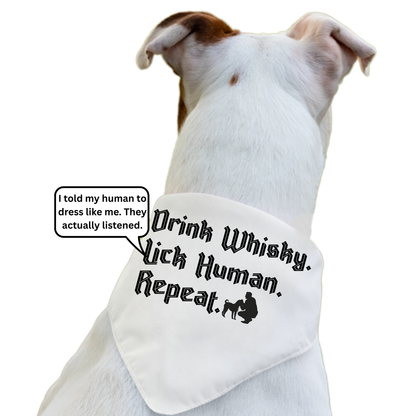 Drink Whisky. Lick Human. Repeat. - Boxer Dog Pet Bandana