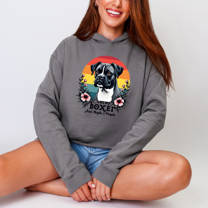 I Like My Boxer And Maybe 3 People (Pink Flower) – Boxer Dog Crop Hoodie