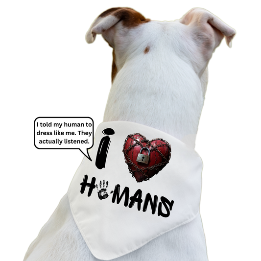 I (locked heart) Humans - Boxer Dog Pet Bandana